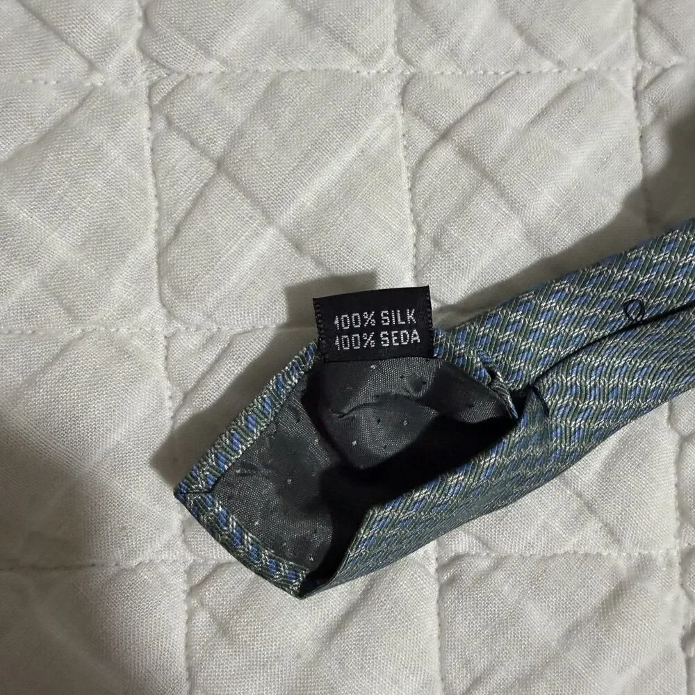 Stafford 100% Silk Tie Made in Italy Hand Made Twead Pattern Cyan Vintage